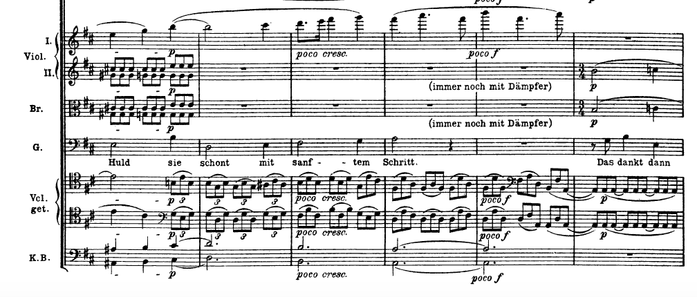 String score excerpt from the Good Friday Music, with the melody rising into the violins’ upper register.